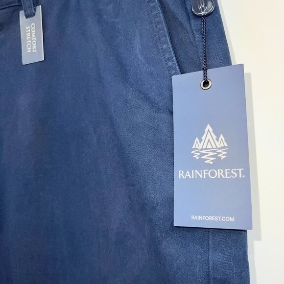 Mens Navy Blue Shorts 42 RAINFOREST Twill Chino Comfort Stretch Flat Front - Picture 4 of 11